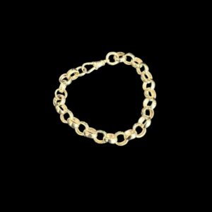 9ct Gold Kids 1/2 Patterned Belcher Bracelet  6"  7mm