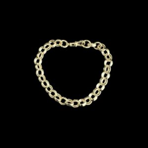 9ct Gold 1/2 Patterned Belcher Bracelet  7"  7mm  Albert Clasp