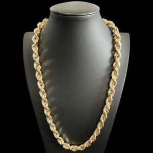 9ct Gold Diamond Cut Rope Necklace  26"  10mm