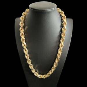 9ct Gold Chunky Diamond Cut Rope Chain  24"  12mm