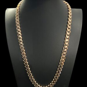 9ct Rose Gold Miami Cuban Puff Link Chain  24"  10mm  Lock Clasp