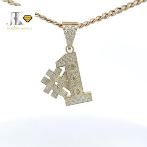 9ct Gold Stone Set #1 Dad Pendant  2"