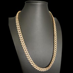 9ct Gold Stone Set Prong Miami Cuban Chain 24" 10mm Box Clip Clasp