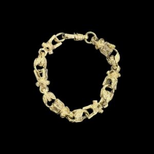 9ct Gold Full Patterned Tulip/Lego Bracelet  8"  10mm