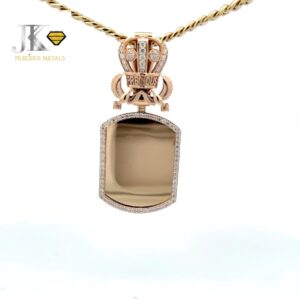 9ct Gold Stone Set Rectangle Picture Pendant 2.5"
