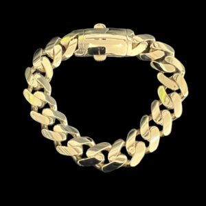 9ct Gold Puff Link Miami Cuban Bracelet 9" 16mm Lock Clasp