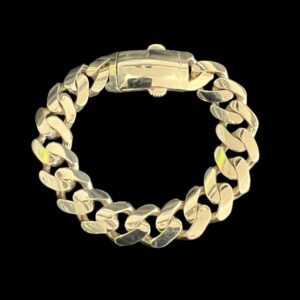 9ct Gold Puff Link Miami Cuban Bracelet 8" 18mm Lock Clasp