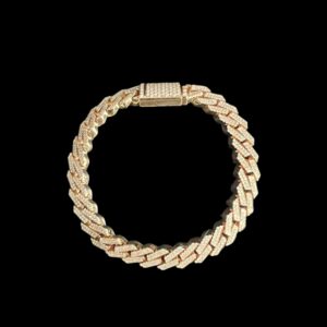 9ct Gold Stone Set Prong Miami Cuban Bracelet 8" 10mm