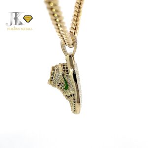 9ct Gold Small Stone Set Nike Pendant "Green"