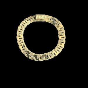 9ct Gold Patterned Kids Z Link Anchor Chaps Bracelet 6" 10mm