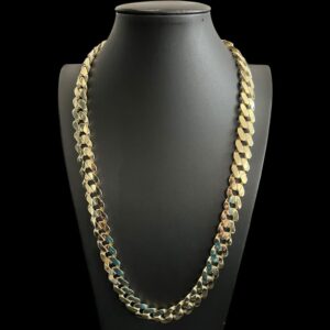 9ct Gold Puff Link Miami Cuban Chain 26" 16mm Box Clasp