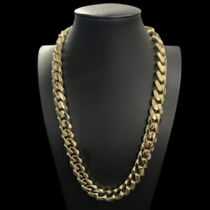 9ct Gold Puff Link Miami Cuban Chain 24" 16mm Box Clasp