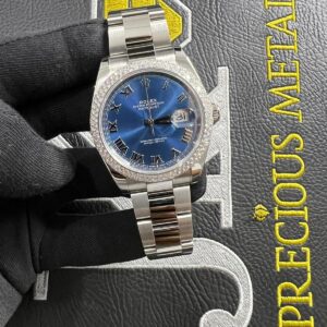 Rolex DATEJUST Oyster bracelet  Roman Numeral Azzurro Blue Dial 41mm