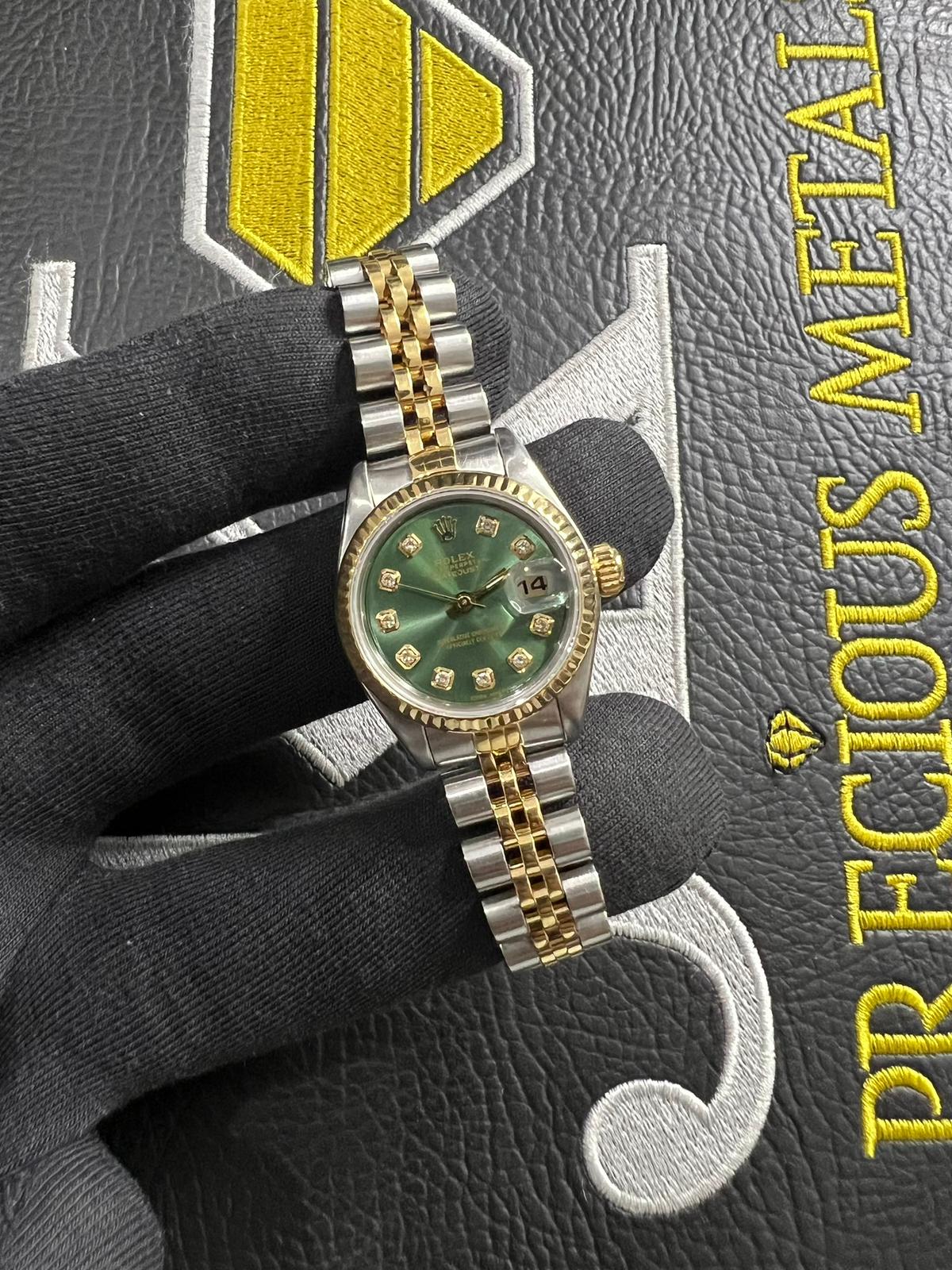 Rolex DATEJUST – Olive Green Diamond Dot Dial 26mm