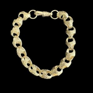 9ct Solid Gold Full Patterned Acorn Bracelet 9" 10mm
