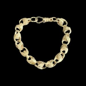 9ct SOLID Gold Full Patterned Infusion Style Acorn/Tulip Bracelet 9" 10mm
