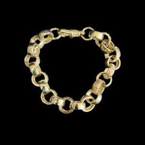 9ct Solid Gold S Link Patterned Belcher Bracelet 9.5 14mm
