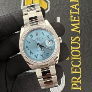 Custom Ice Blue Arabic Dial - Rolex DATEJUST Oyster Bracelet 41mm