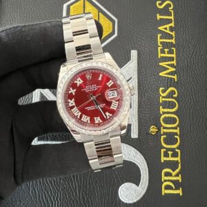 Red Roman Numeral Dial - Diamond Set Rolex DATEJUST - Oyster Bracelet 41mm