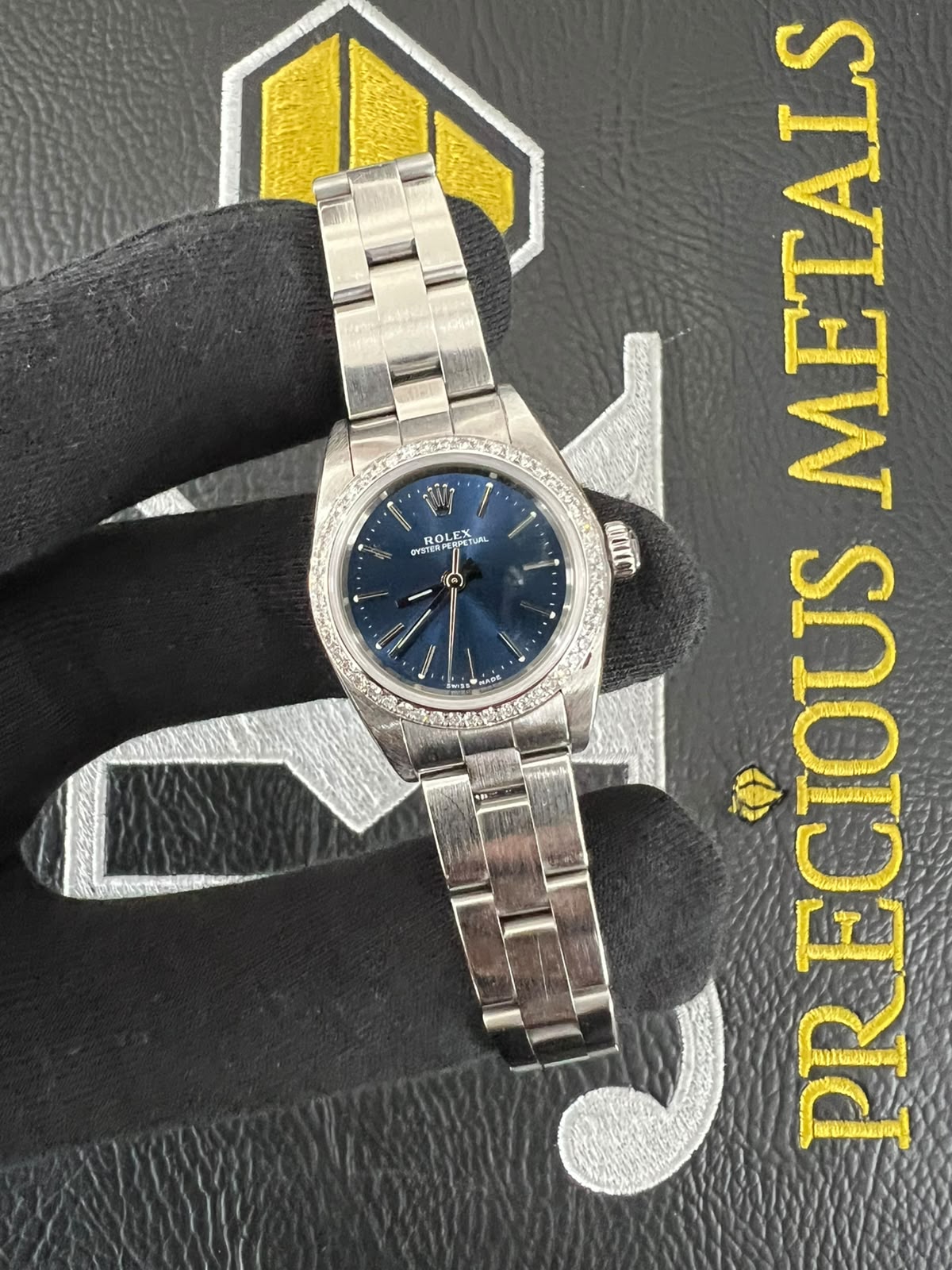 Blue Baton Dial OYSTER PERPETUAL – Custom Diamond Bezel 24mm