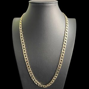 9ct Gold Half Patterned Old School Chaps Chain 26" 8mm