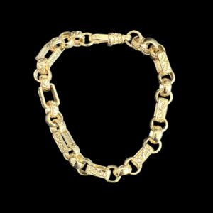 9ct Gold - Patterned Gypsy Bracelet 9" 8mm