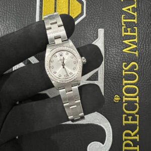 Silver Diamond Dot Dial OYSTER PERPETUAL– Custom Diamond Bezel 24mm